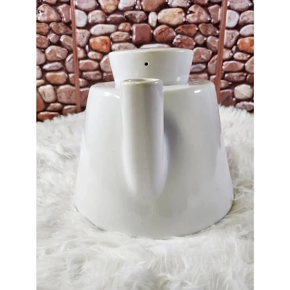 Ikea White Modern Style Tea Pot with Handle and Locking Lid Classic Large